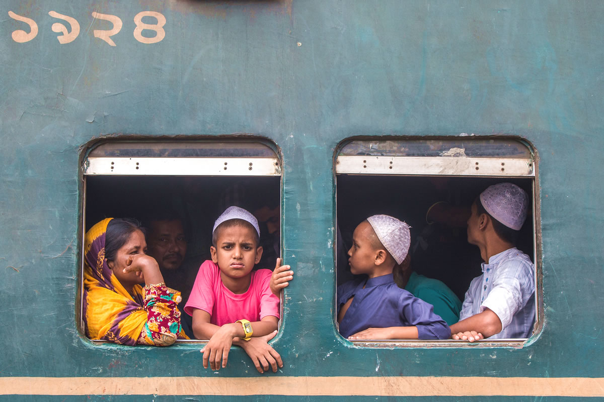Muslim Boys on a Train in Bangladesh