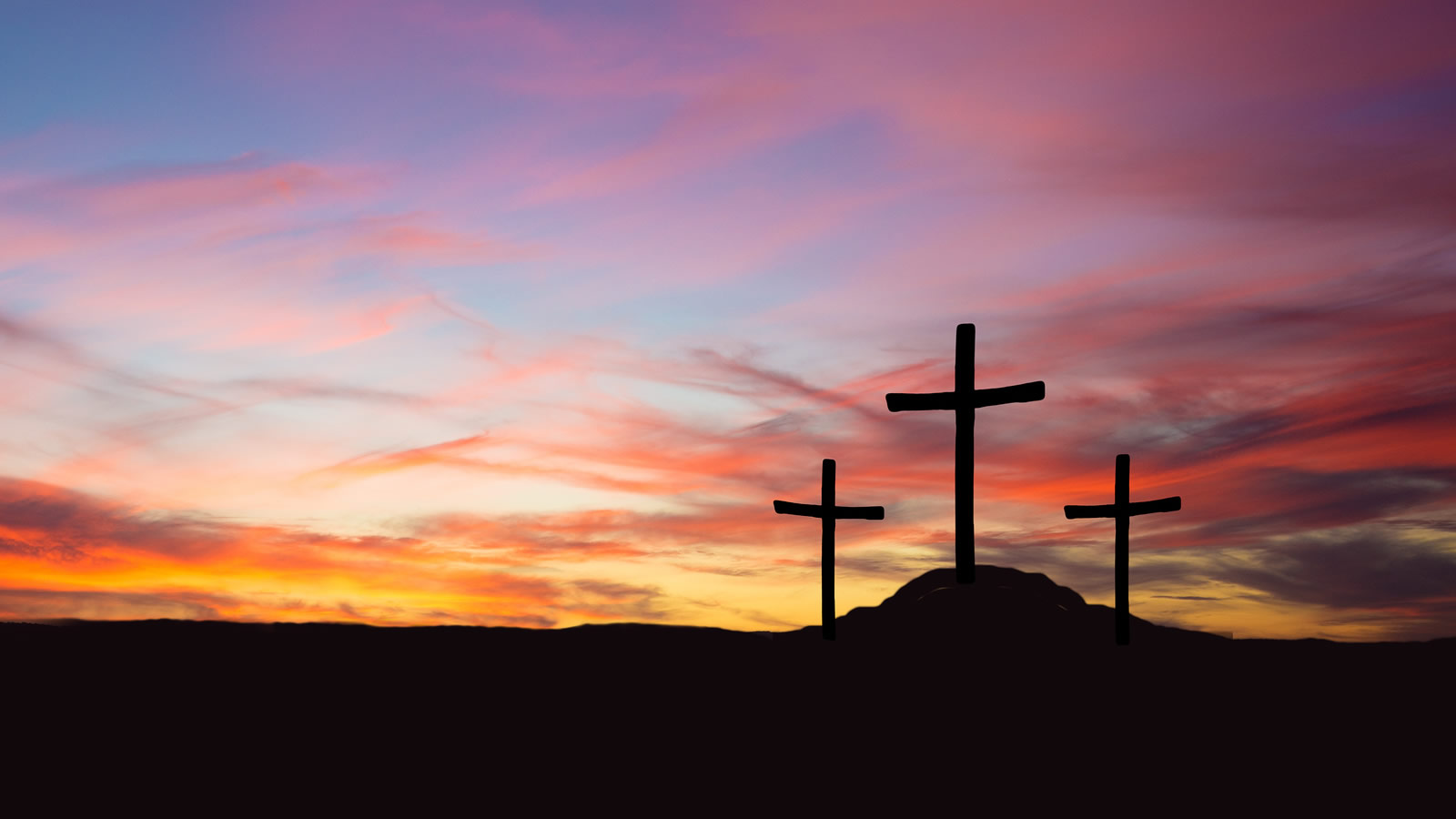 Three Crosses at Sunset